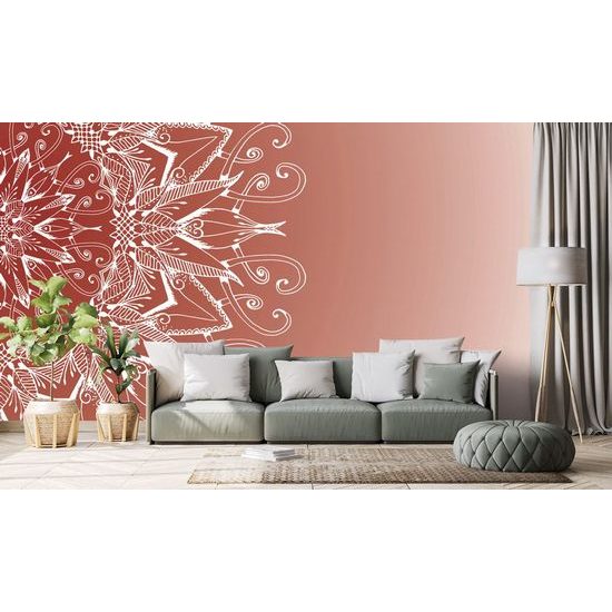 Öntapadó tapéta érdekes Mandala bordó háttéren