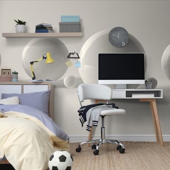 Öntapadó tapéta kompozíció szürke gömbökkel