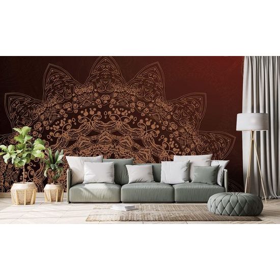 Tapéta természetes mandala barna kivitelben