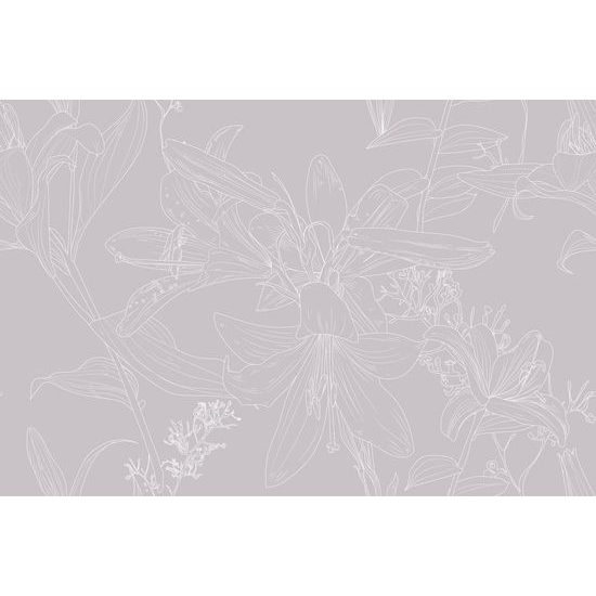 Tapéta gyönyörű művészi liliom szürke kivitelben