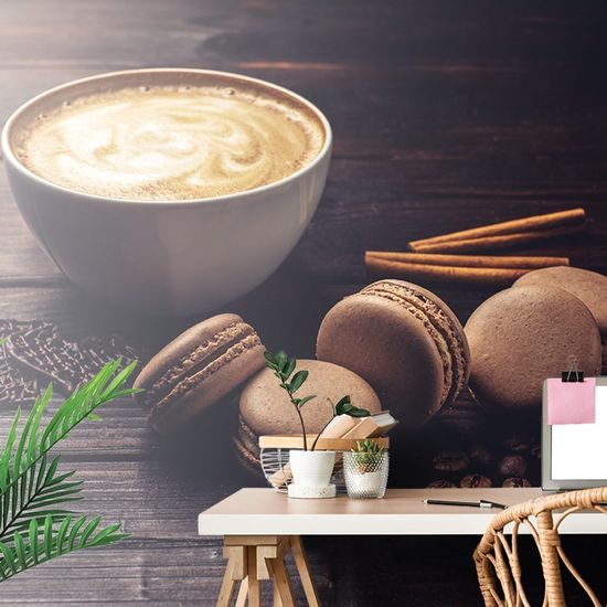 Öntapadó fotótapéta kávé csendélet macaroonokkal