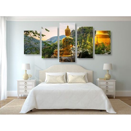 5 részes kép arany Buddha és a természet szépségei