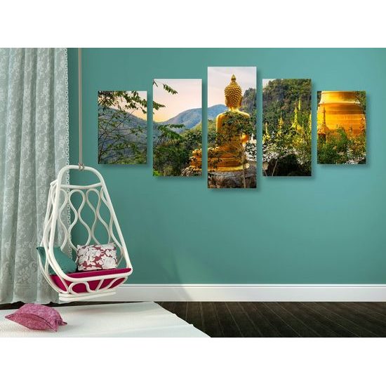 5 részes kép arany Buddha és a természet szépségei