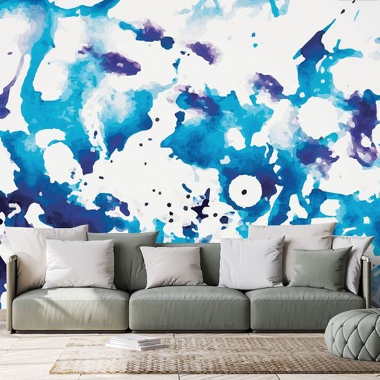 Tapéta kék akvarell absztrakt mintával