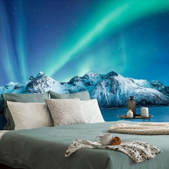 Fotótapéta aurora a hegyek felett