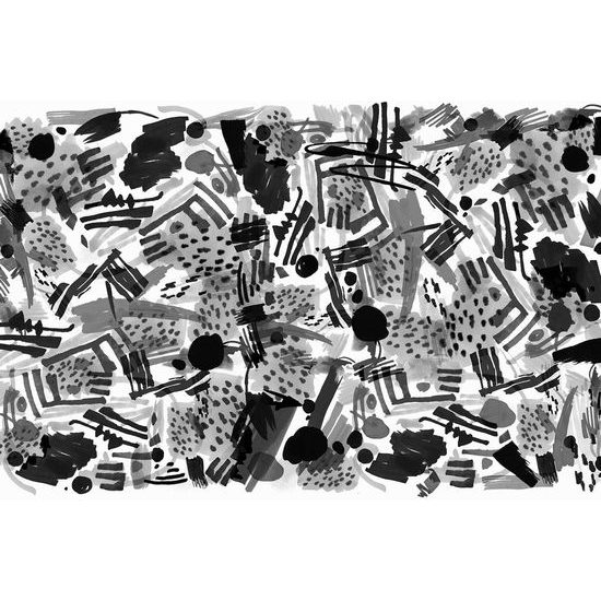 Érdekes fekete-fehér öntapadó tapéta absztrakció pop art stílusban