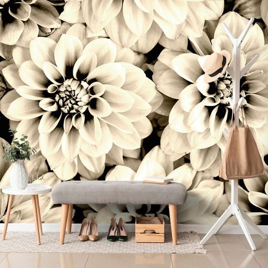 Fotöntapadó tapéta dália szépia változatban