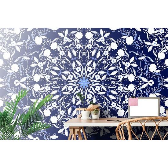 Gyönyörű öntapadó tapéta minta fehér virágokkal