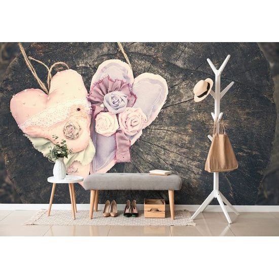 Öntapadó fotótapéta kézzel készített szívek fára