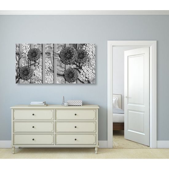 Kép gerbera virágok fekete-fehér kivitelben