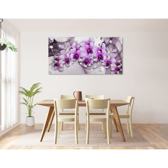 Kép elbűvölő virágok absztrakt háttéren