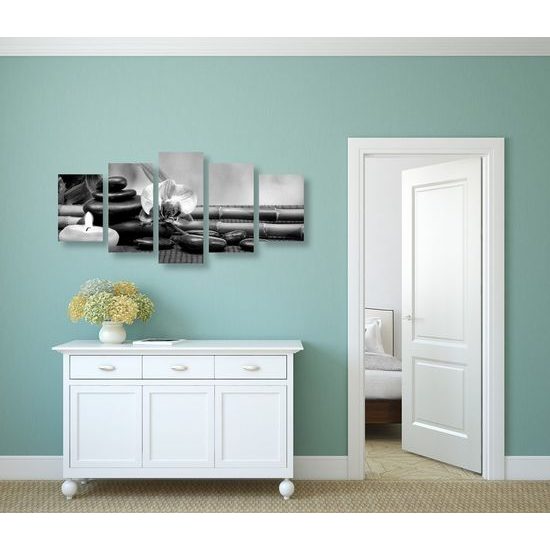 5 részes kép Feng Shui kert fekete-fehér kivitelben
