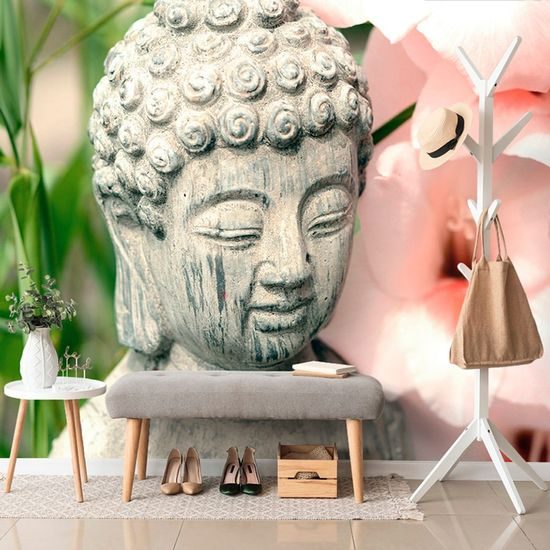 Öntapadó fotótapéta Buddha szobor virágok közelében
