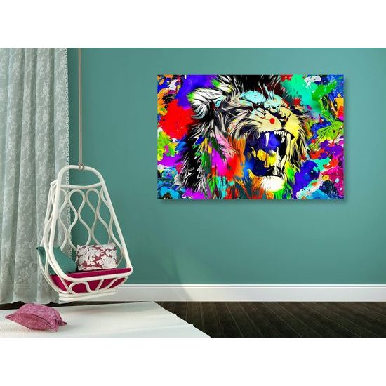 Kép oroszlánfej pop art stílusban