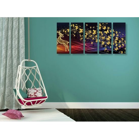 5 részes kép világűri szarvas absztrakciója