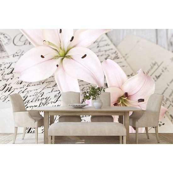 Öntapadó fotótapéta liliom virágok egy régi levelen