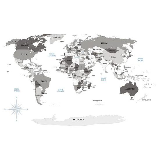 Öntapadó tapéta térkép megjelölt óceánokkal
