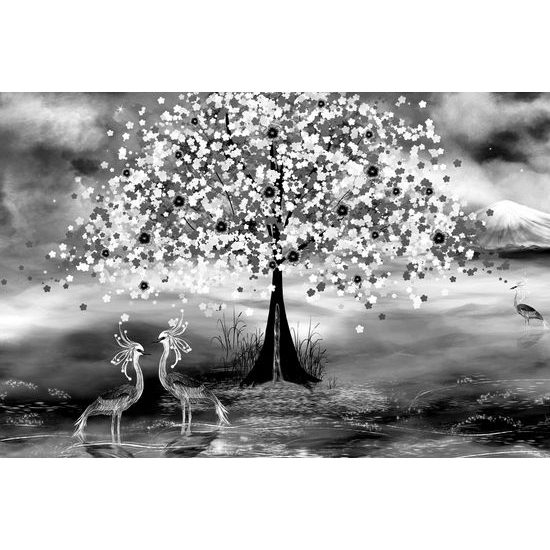 Kép japán természet szépségei fekete-fehér kivitelben