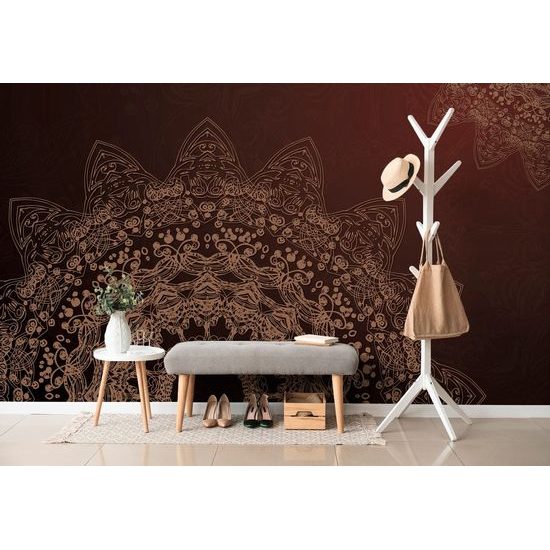 Tapéta természetes mandala barna kivitelben