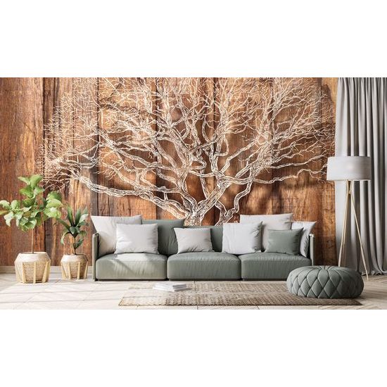 Öntapadó tapéta életfa egy fából készült háttéren