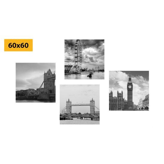 Képszett esős London fekete-fehér kivitelben