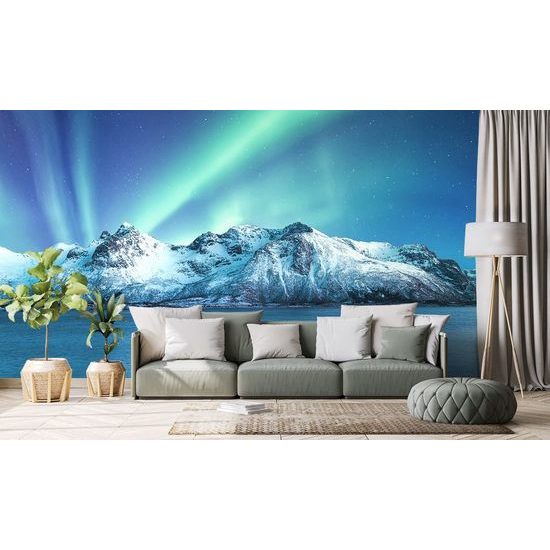 Öntapadó fotótapéta aurora a hegyek felett