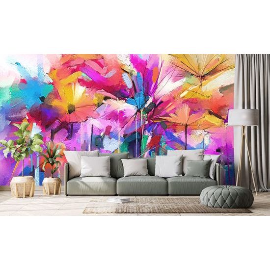 Öntapadó tapéta színes virágok absztrakt változata