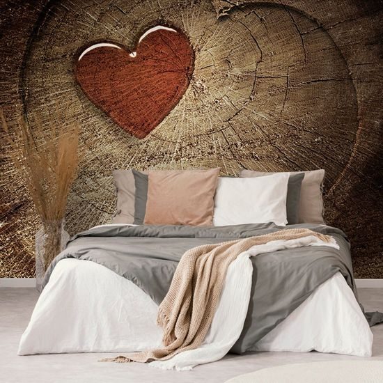 Fotótapéta festői szív egy fatönkön