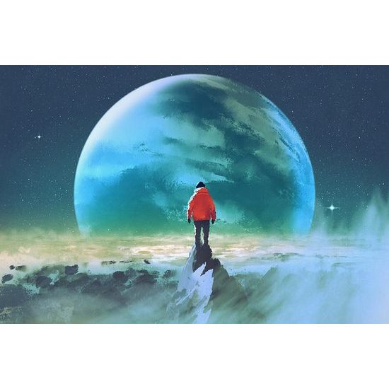 Érdekes öntapadó tapéta ember a legmagasabb csúcson