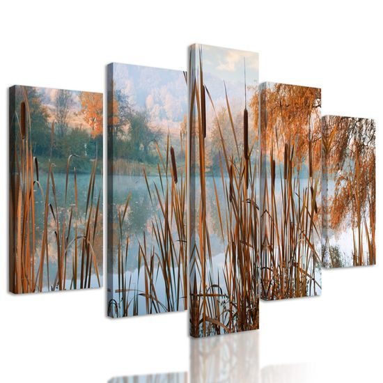 5 részes kép tó az érintetlen természet közepén