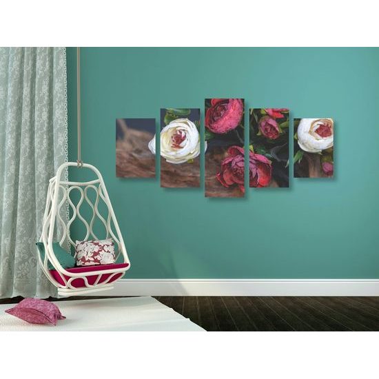 5 részes kép romantikus virágok