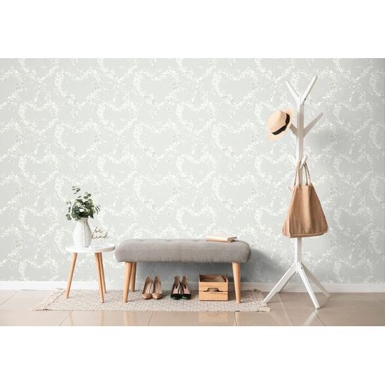 Öntapadó tapéta romantikus virágos szívek szürke háttéren