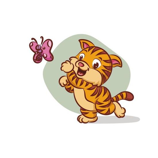 Tapéta egy pillangót kergető kistigris