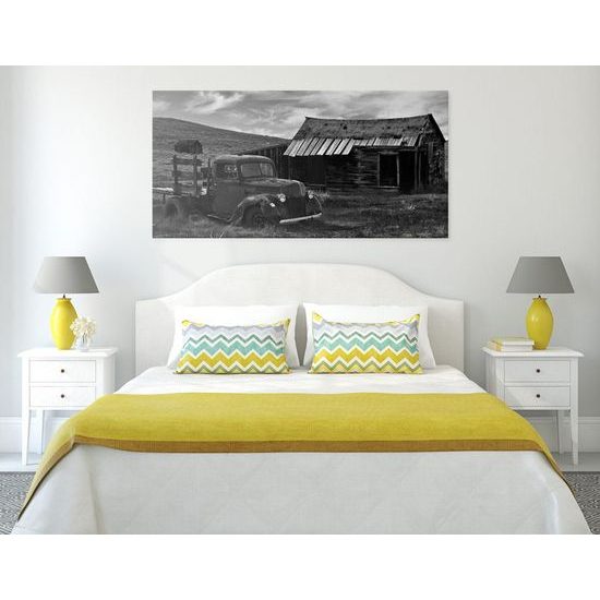 Kép elhagyatott vidék fekete-fehér kivitelben