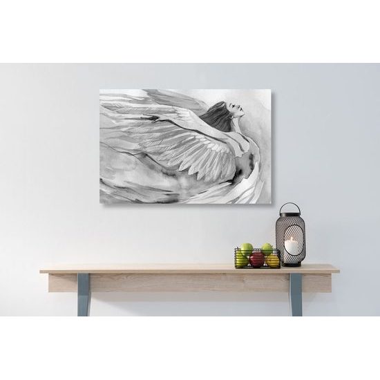 Kép gyönyörű angyal szabadsága fekete-fehér kivitelben