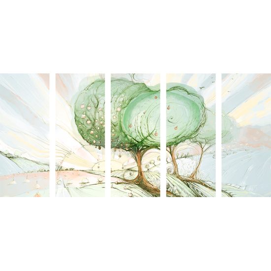 5 részes kép mesebeli pasztell fák