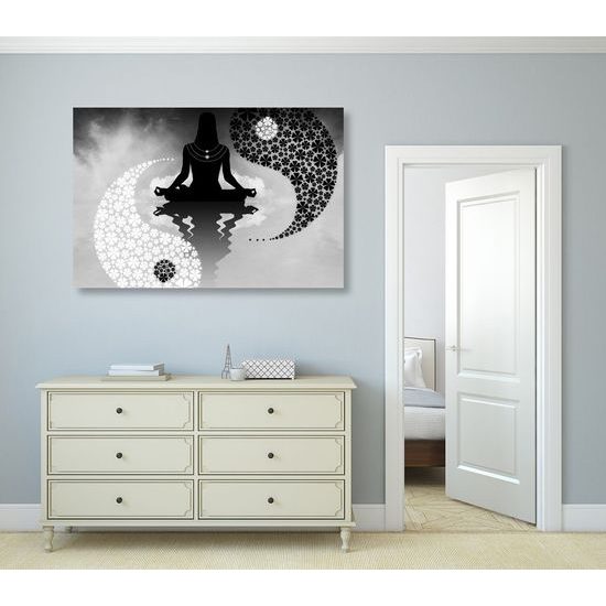 Kép mély meditáció fekete-fehér kivitelben