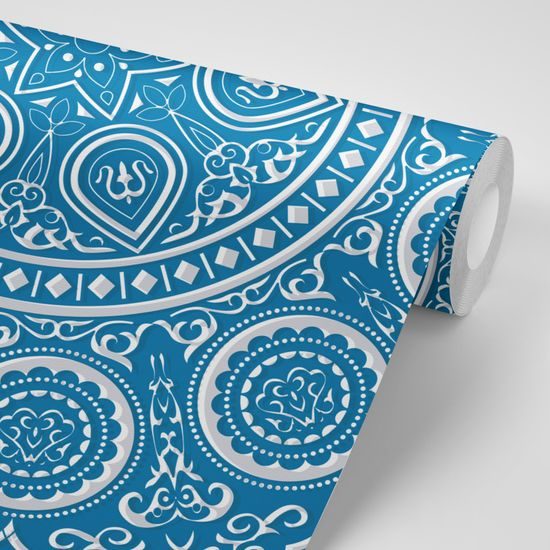 Öntapadó tapéta kellemes Mandala kék alapon