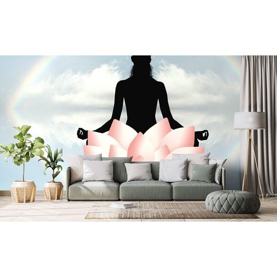 Öntapadó tapéta meditáció a lótuszvirágnál