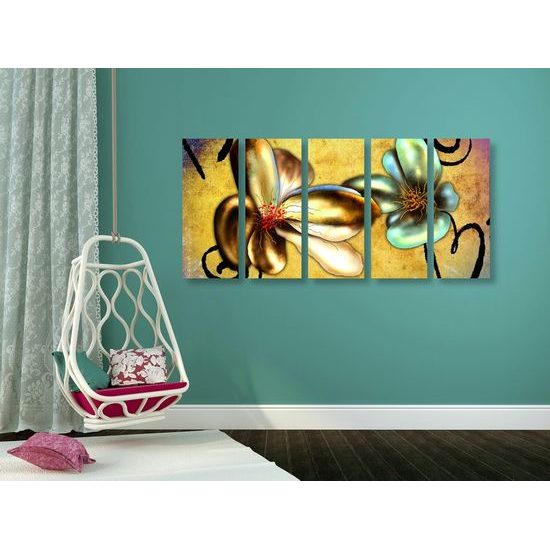 5 részes kép művészi virágok vintage kivitelben