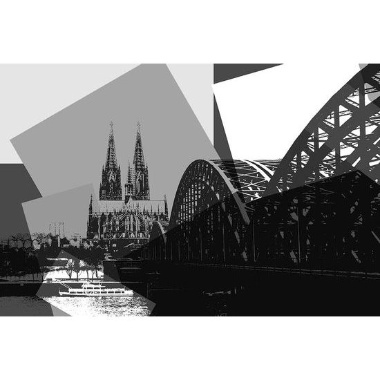 Fekete-fehér tapéta Köln pop art stílusban