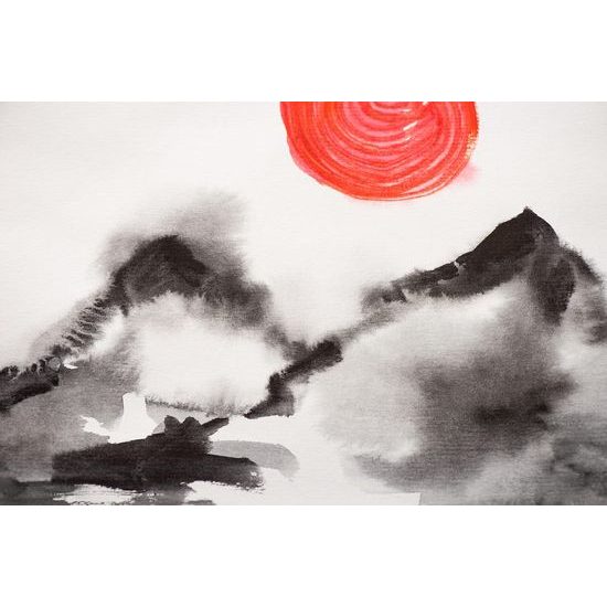 Japán festett hegyek tapéta