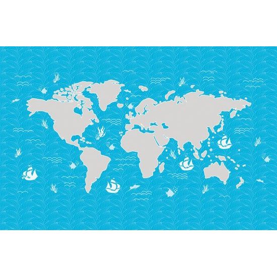 Öntapadó tapéta világtérkép tengeri témával