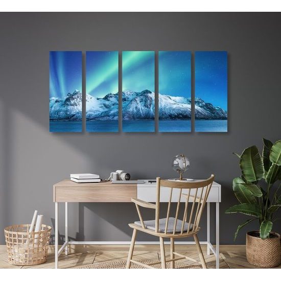 5 részes kép sarki fény a sarkvidéki gleccser felett
