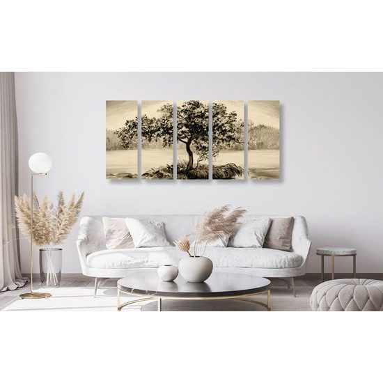 5 részes kép cseresznyefa magában szépia kivitelben