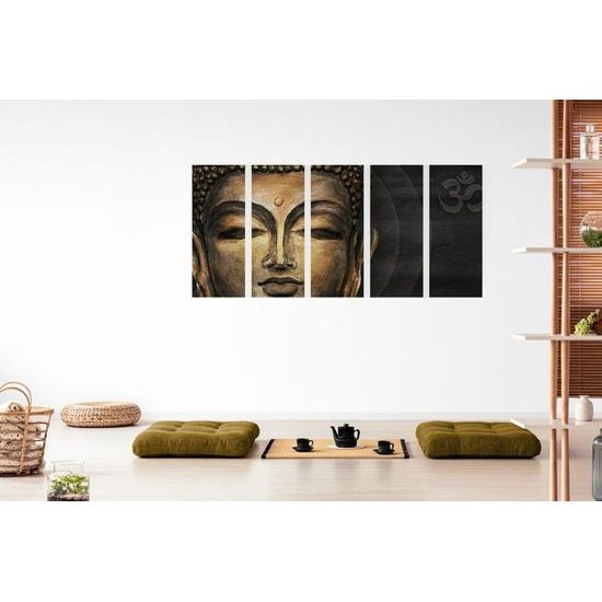 5 részes kép meditáló Buddha