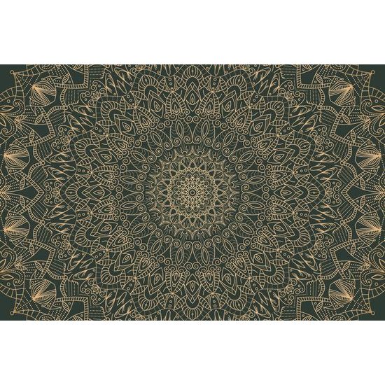 Tapéta gyönyörűen kidolgozott Mandala zöld kivitelben
