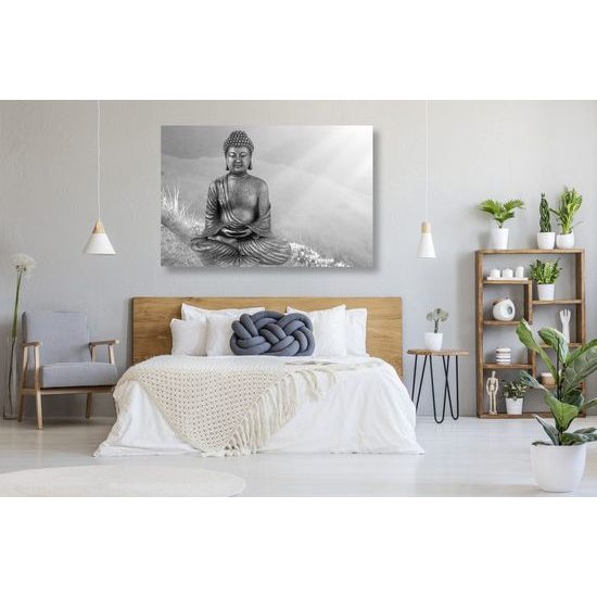 Kép Buddha a tudás hegyén fekete-fehér kivitelben