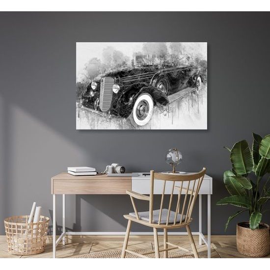 Kép absztrakt autó fekete-fehér kivitelben