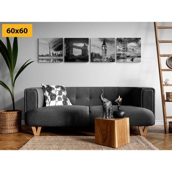 Képszett titokzatos London fekete-fehér kivitelben